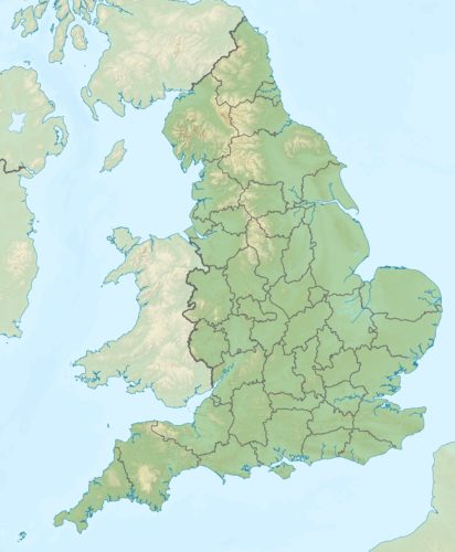 England Relief Location Map