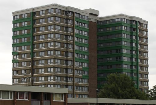 Tower Block With Cladding Exposed In Sheffield 2017